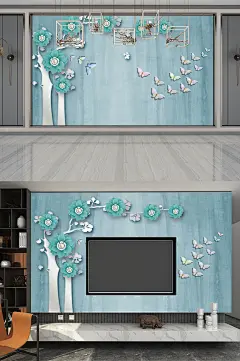 树枝 手绘蝴蝶立体