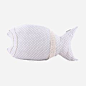 【漫活】枕言 棉麻圆点面料配欧式花边鱼抱枕 细语灰色大号80厘米