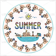 可爱的,证章,夏天,海滩,动画片,热,大桶,塑胶,玩具,瓶子