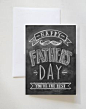 Father's Day Card - Card For Dad - Mustache Card - Chalkboard Art - Retro Fathers Day - Blackboard Card - Hand Lettering- Chalk Art