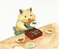 [米田主动设计] 日本治愈系水彩插画 小仓鼠的单身日常 恋爱什么的根本不需要的！