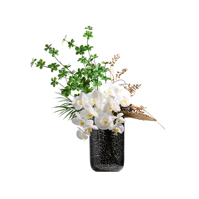 妖及现代简约冰裂纹黑色琉璃创意花器 样板...