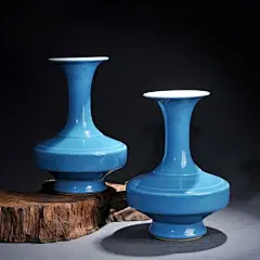 景德镇仿古陶瓷器 手绘仿古天青釉花瓶 家居客厅工艺装饰时尚摆件