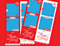 This may contain: three red and blue tickets with the words hong happy new year written in white on them