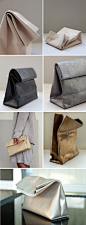 DIY paper bag like clutch. Unfortunately it only links to the blog, but it would be easy enough to figure out: 