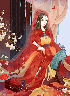 古风 插画 cg 壁纸 同人 古装 美人 手绘 鼠绘 厚涂 唯美 水墨 中国风 橙光 