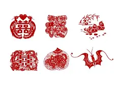 婚礼剪纸  - 源文件下载【酷图网】新婚快乐,婚礼剪纸,剪纸,喜庆,喜,红色剪纸,窗花,镂空,镂空窗花