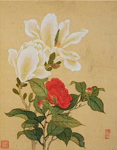 恽寿平 花卉册 册页 （十开）【题签：恽南田花卉真迹题识：南田寿平拟北宋徐崇嗣法。钤印：寿平、恽正叔。鉴藏印：清门、雪樵审定、鹤响天高水流花净、水部、天禄枝书、东阁、生于寐子、雪蕉珍赏、雪蕉、花山与读书床聂其德旧藏，聂家后人提供。聂其德（1885-1972），字伯莹，湖南衡山人，曾国藩外孙女，其父为前清浙江巡抚聂缉椝（仲芳），母为曾纪芬（文正公季女，晚号崇德老人）。1910年正月嫁广西省长张其锽。】 (6)