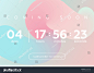Vector Illustration of Countdown Timer. Digital Clock Design on Pastel Abstract Fluid Background. Futuristic Counter for Website, Interface, Wallpaper, Application, Game.