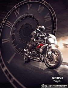 摩托赛车手电影海报 时钟元素海报设计 摩...