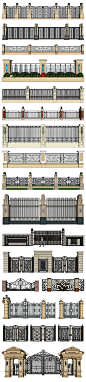 铁艺大门围墙su模型