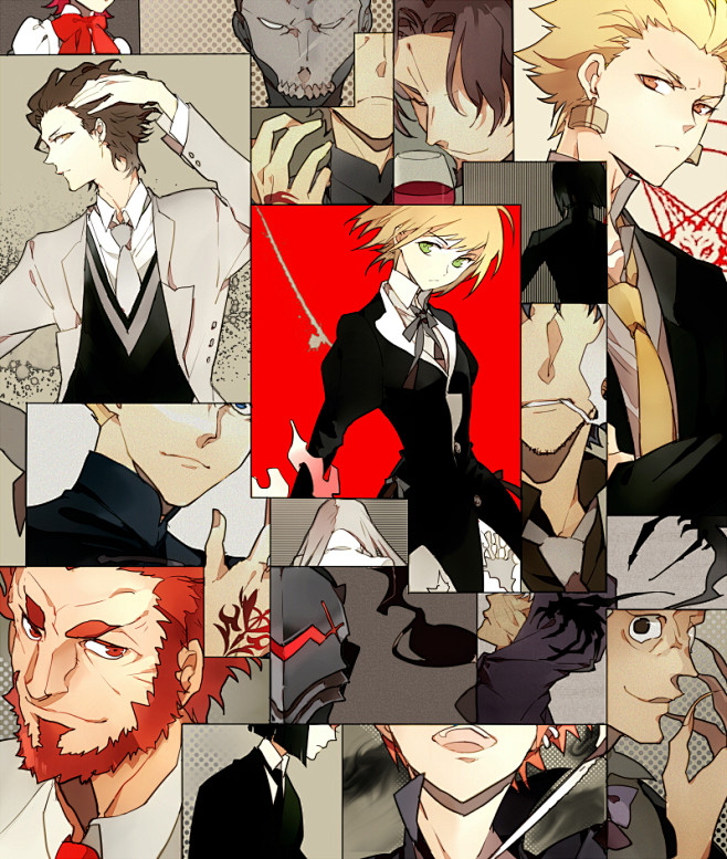 armor assassin_(fate/zero) berserker_(fate/zero) black_hair blonde_hair ...