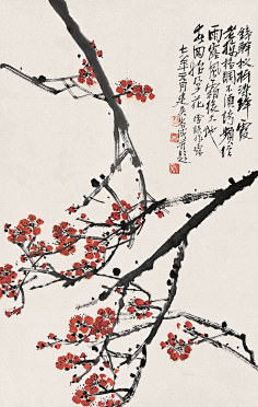 com采集紫萌月采集到点墨中国·梅花赞石鲁花鸟画作品欣赏warting.