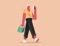 Walk hairstyle procreate ipad jeans shoes hand purse phone design illustration character walk