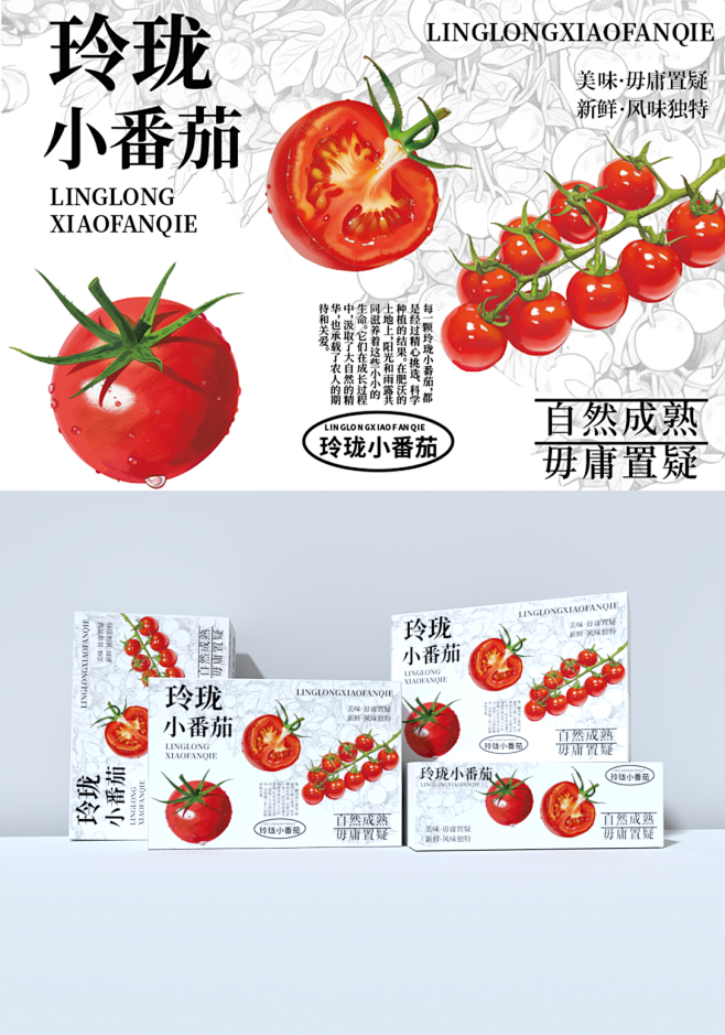 原创设计｜简约清新插画小番茄包装-玲珑小...