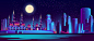night city background with muslim mosque Free Vector