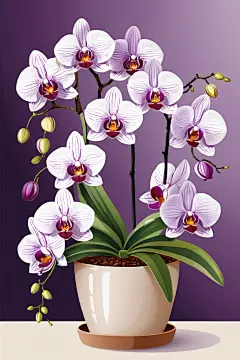 生生不息的手绘兰花植物图片插画