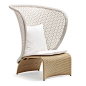 Exotica High Back Chair, Camel & Beige with White cushions