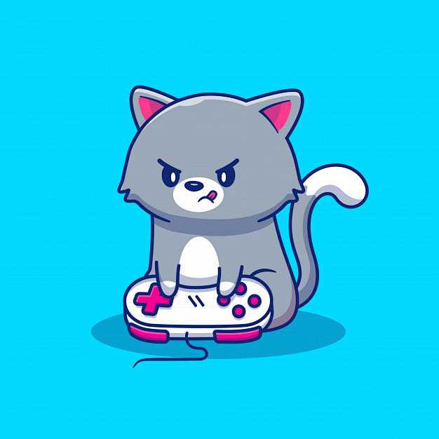 玩游戏的小猫咪，卡通矢量图插画矢量图素材