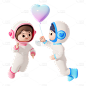 3d感情人节情侣元素贴纸