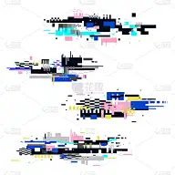 故障元素设置在白色背景孤立。新潮的数码设计元素。故障集合。电视信号失败。向量技术故障。
