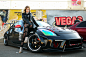 People 2000x1333 women model blonde looking at viewer black tops leather jackets jacket black clothing sitting sneakers car black cars women with cars wall graffiti depth of field outdoors women outdoors Alexander Isaev Nissan tuning sports car black jack