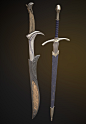 剑的设计基于Orcrist和Glamdring的电影版本，而不是概念中的版本。 