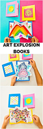 DIY Art Explosion Books. Fun kids art project #kidsartscraft #KidsCrafts #kidsart #kidsartwork