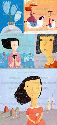 190张厚涂风格艺术插画图片 油画几何极简扁平风 欧美装饰画-淘宝网