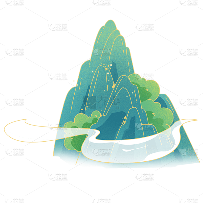 卡通感国庆节山元素贴纸