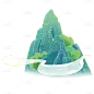 卡通感国庆节山元素贴纸