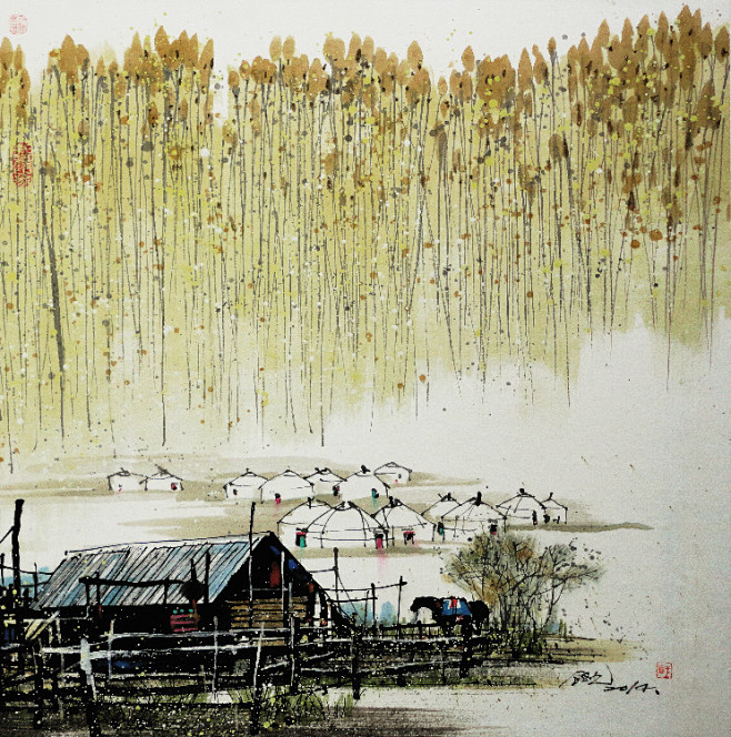 汪钰元彩墨中国画艺术作品