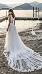 pinella passaro 2018 bridal sleevless halter neck heavily embellished bodice romantic a  line wedding dress open slit back royal train (18) bv