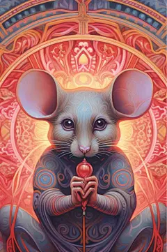 AI数字艺术精美花纹鼠年动物纹样插画