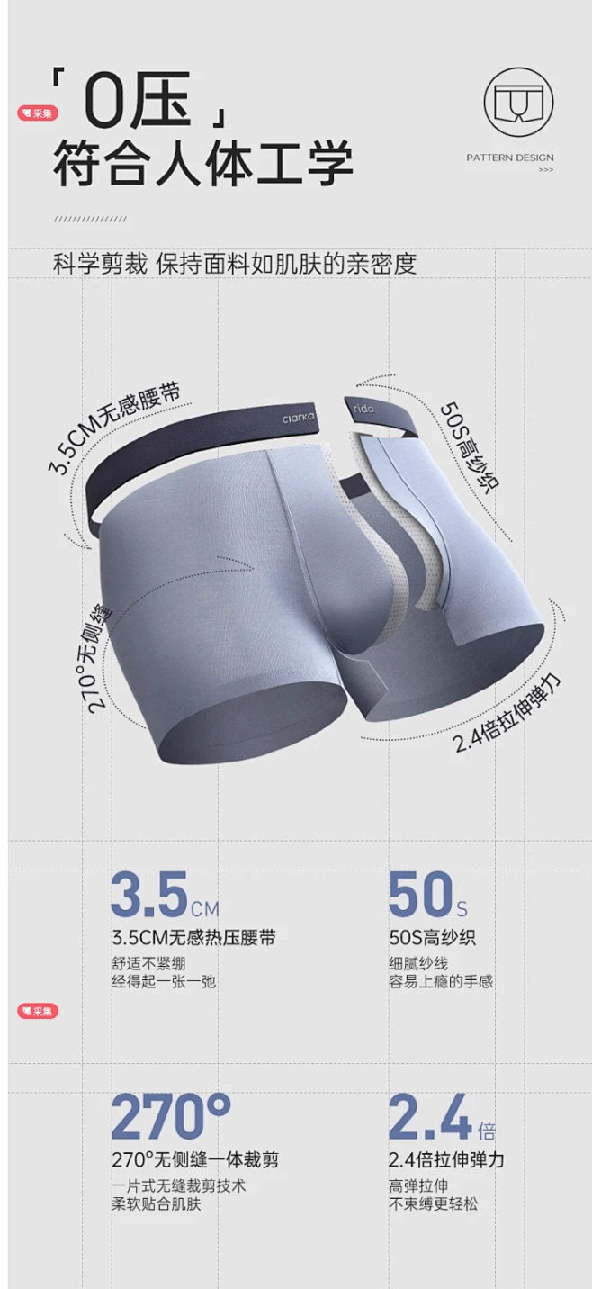 clarkarida莫代尔男士内裤男生透气平角纯棉裆大码无痕四角裤礼盒-tmall.com天猫-花瓣网