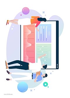 手机电脑金融环保办公合作时钟人物商务插画