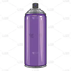 矢量卡通喷雾剂与紫色油漆