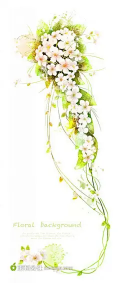 竖幅白色花藤背景人物插画高清素材 免费下载 页面网页 平面电商 创意素材