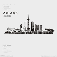 城市建筑 矢量城市建筑 矢量城市 城市剪影 城市地标 矢量建筑 城市建筑线描稿 手绘城市 城市版画 版画  城市 旅游 城市插画 石家庄 #素材#