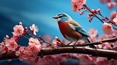 小鸟花朵花卉花枝素材图片
