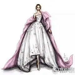 史上最美“婚纱礼服”手绘时装画 | 穿针引线