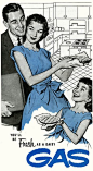 Feeling Fresh With Gas, 1957....in old ads, the mothers and daughters always dress alike