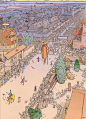 Moebius, so much detail...  (Parade, a gathering of friends who don't presently know each other): 