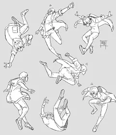 【绘画参考】DamaiMikaz 的10组人体姿势参考（动态速写素材）