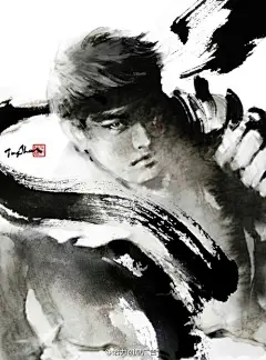 蓄势待发！水墨风与PS结合的武侠插画，来自台湾女插画师张榕珊Jungshan的古风水墨插画。这组插画利用中国水墨画与Photoshop数字工具的完美结合，画出这一幅幅充满灵动感的东方大侠，画面充满力量，极具戏剧张力，蕴藏中国武侠精神。 ​​​​