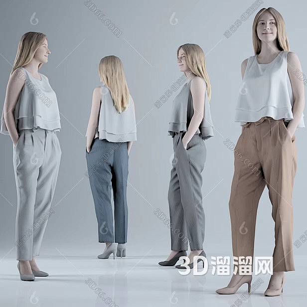 现代 女人 站姿女士人物3D模型