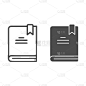 Notebook with bookmark line and solid icon, school