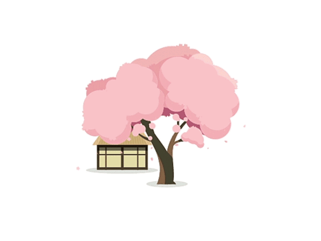 樱花旅行插画设计樱花