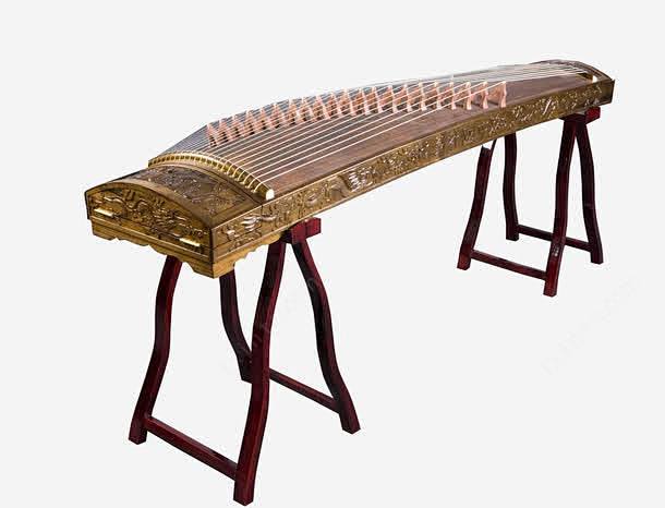 中国古典乐器古筝侧面平面电商创意素材