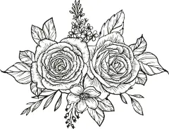 花轮廓   - 源文件下载【酷图网】花轮廓,简笔画,手绘画,插图,儿童绘本,黑白图片,勾线图,植物,花朵,鲜花